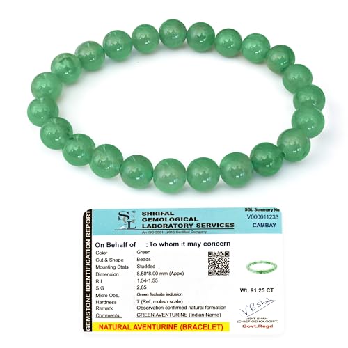 CRIKI Natural Green Aventurine Bracelet - Original Green Aventurine Bracelet Certified for attracting Wealth, Prosperity, Good Luck, Confidence, Creativity, and Heals the Heart Chakra - 8mm Beads - Image 1