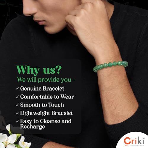 CRIKI Natural Green Aventurine Bracelet - Original Green Aventurine Bracelet Certified for attracting Wealth, Prosperity, Good Luck, Confidence, Creativity, and Heals the Heart Chakra - 8mm Beads - Image 5