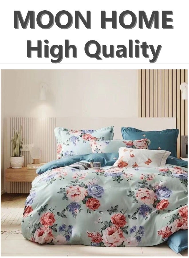 طقم أغطية لحاف فاخر مكون من 6 قطع - مقاسات كينغ / كوين / مفرد - يشمل غطاء لحاف، شريحة ملائمة و 4 أغطية وسائد - بياضات أنيقة ومريحة