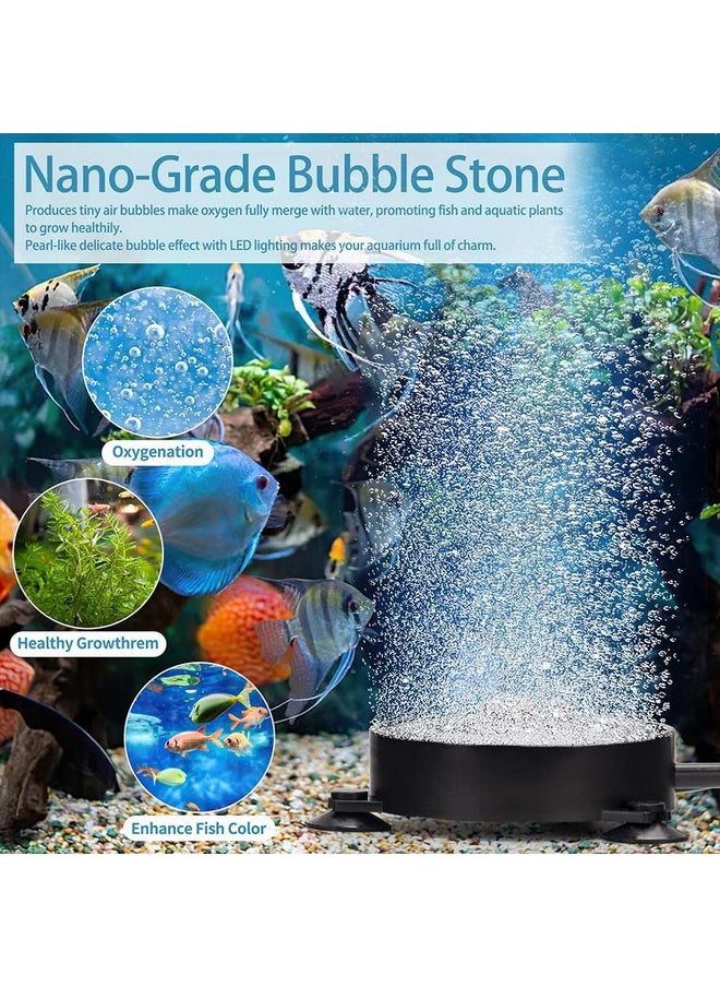 DATOO DaToo Aquarium LED Air Bubble Stone Disk Bubble Light 2 Inch with 6 Dazzle Color LEDs Fish Tank Oxygen Bubble LED Light Color Auto Changing with 3.5ft Air Tubing  - Image 3