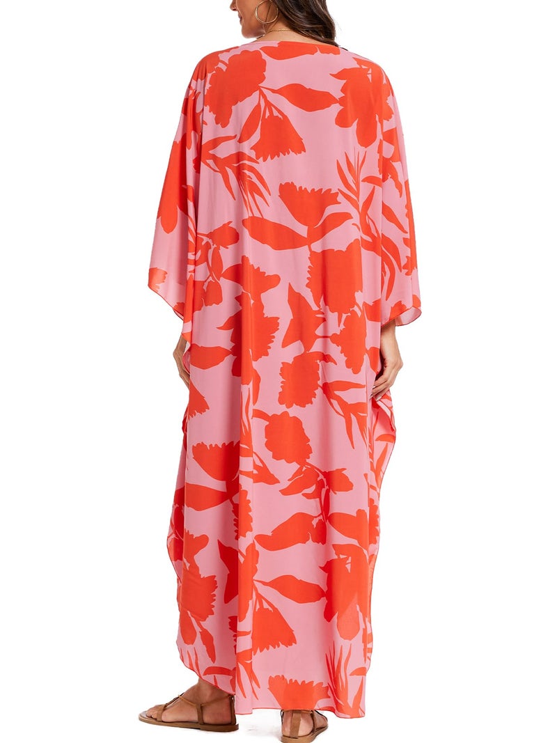 Moss Rose Kaftan Dresses for Women V Neck Summer Swimsuit Cover up Caftan Maxi Beach Dresses - Image 2