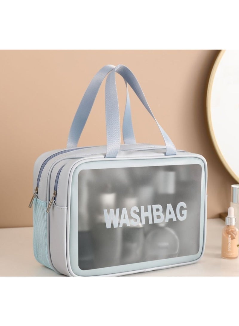 Wash Bag | Separate Wet/Dry Compartments | Clear Toiletry Organizer Pouch for Cosmetics, Shower, & Gym - Image 4