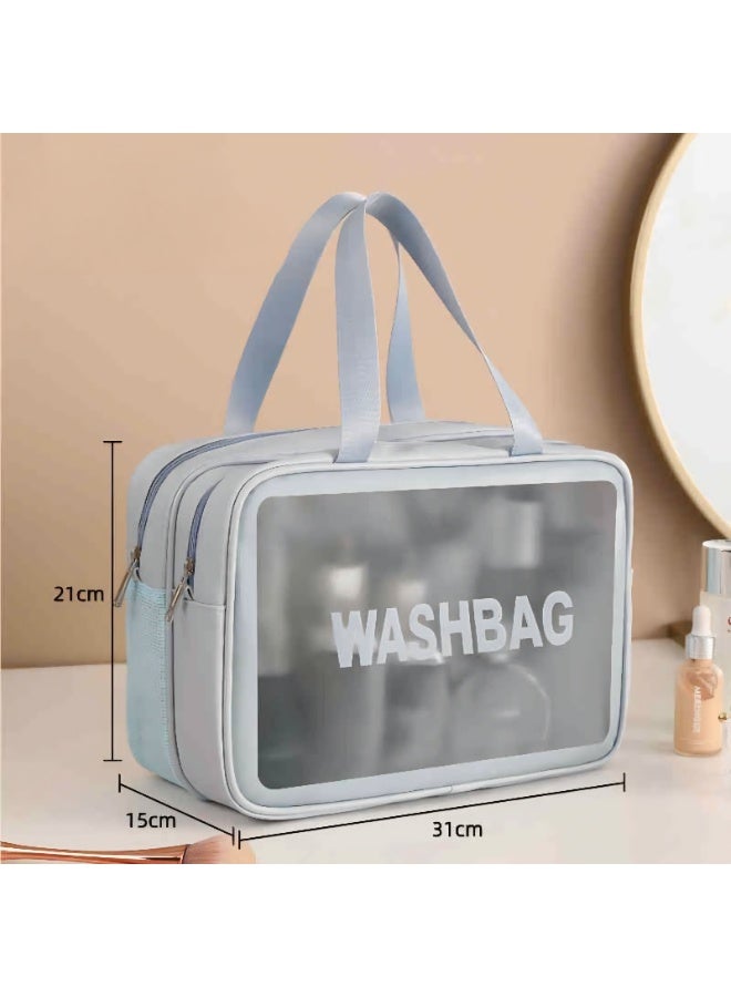 Wash Bag | Separate Wet/Dry Compartments | Clear Toiletry Organizer Pouch for Cosmetics, Shower, & Gym - Image 5