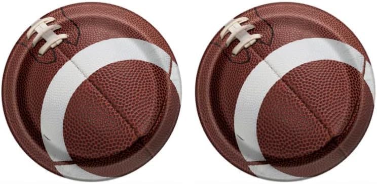 Unique Round Dinner Paper Plates  9 Football Party 8 PcsBrownWhite Pack of 2 - Image 1