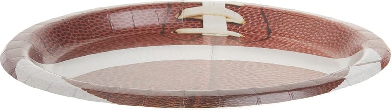 Unique Round Dinner Paper Plates  9 Football Party 8 PcsBrownWhite Pack of 2 - Image 3