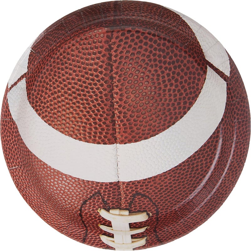 Unique Round Dinner Paper Plates  9 Football Party 8 PcsBrownWhite Pack of 2 - Image 2