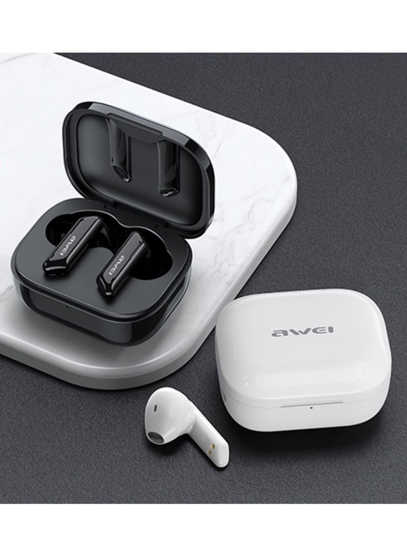 أوي AWEI سماعات أذن رياضية لاسلكية حقيقية بيضاء مع علبة شحن - Image 3