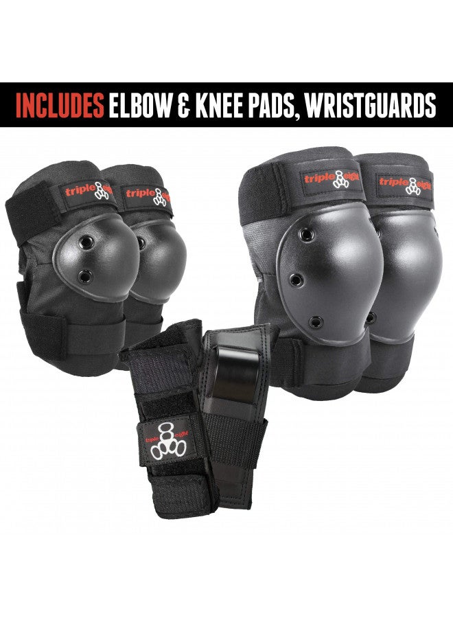 Triple 8 مجموعة وسادات سلسلة تريبل إيت سيفر مع وسادات للركب، وسادات للمرفقين ووسادات للمعصم، للأطفال، أسود - Image 3