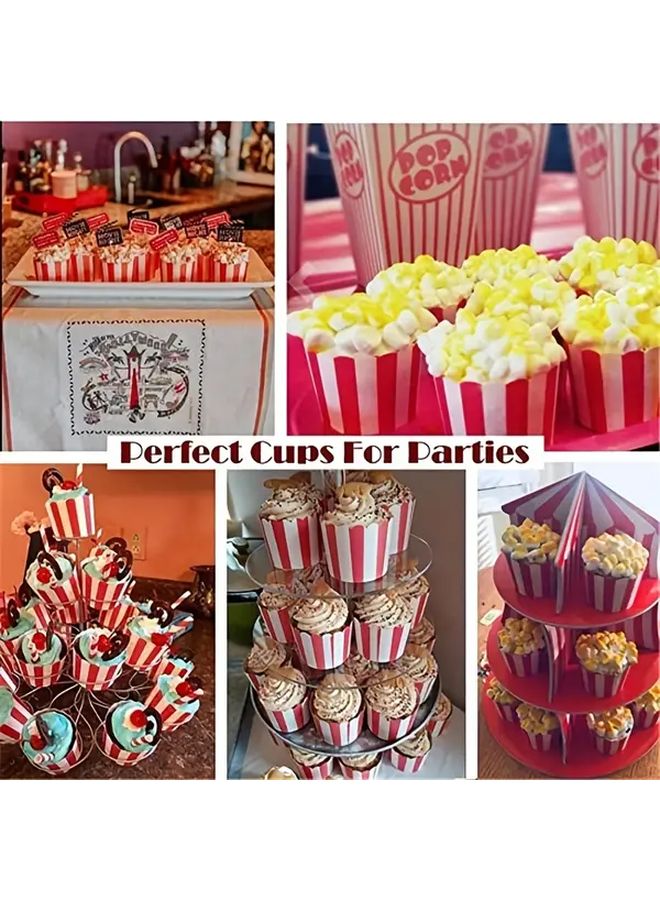 Red And White Striped Cupcake Liners 50pcs Heavy Duty For Baking Party Dessert - Image 2