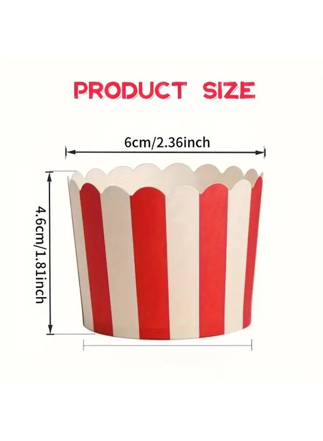 Red And White Striped Cupcake Liners 50pcs Heavy Duty For Baking Party Dessert - Image 4