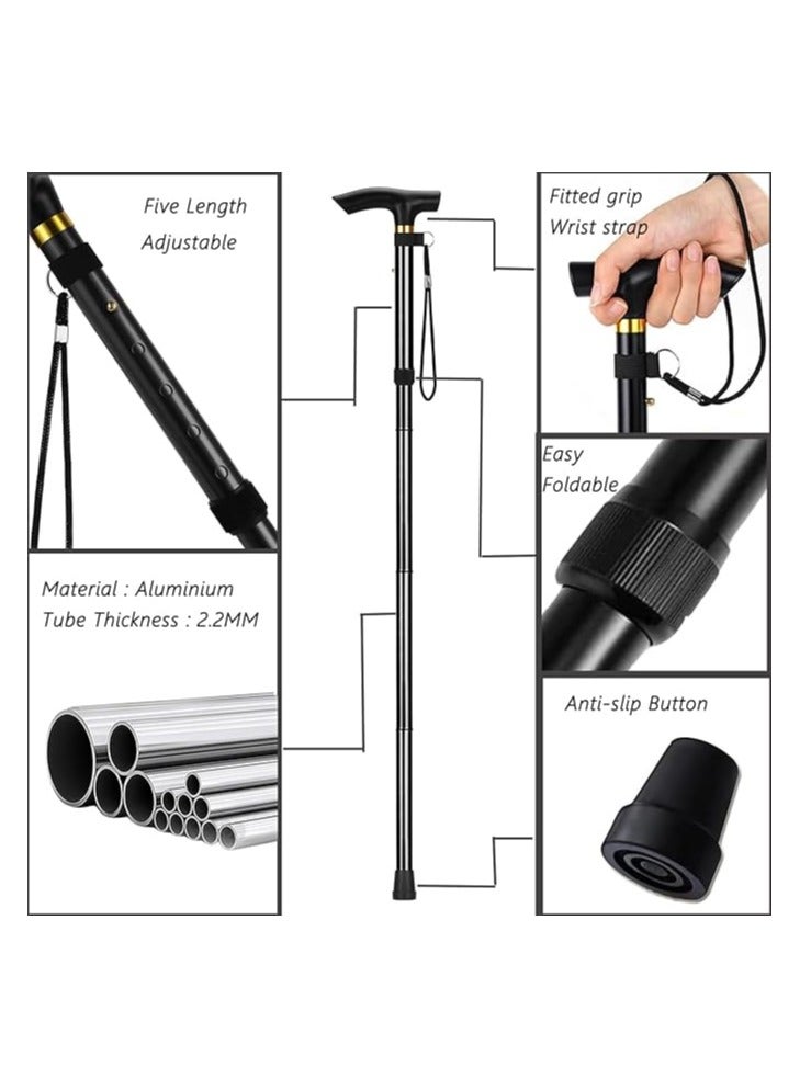 NOVAMED NOVAMED Aluminum Alloy Walking Sticks - Foldable Trekking Poles for Hiking - Anti-slip Cane for Elderly With Length Adjustable Stick - Image 4