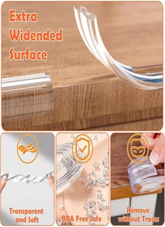 Generic Silicone Soft Corner Protectors for Kids, 2M Baby Proofing Corner Protectors Pre-Tape Adhesive Table Edge Protector Strip for Kids Safety Child Table Cabinets Furniture Bumper for Table Cabinets Drawers  - Image 4