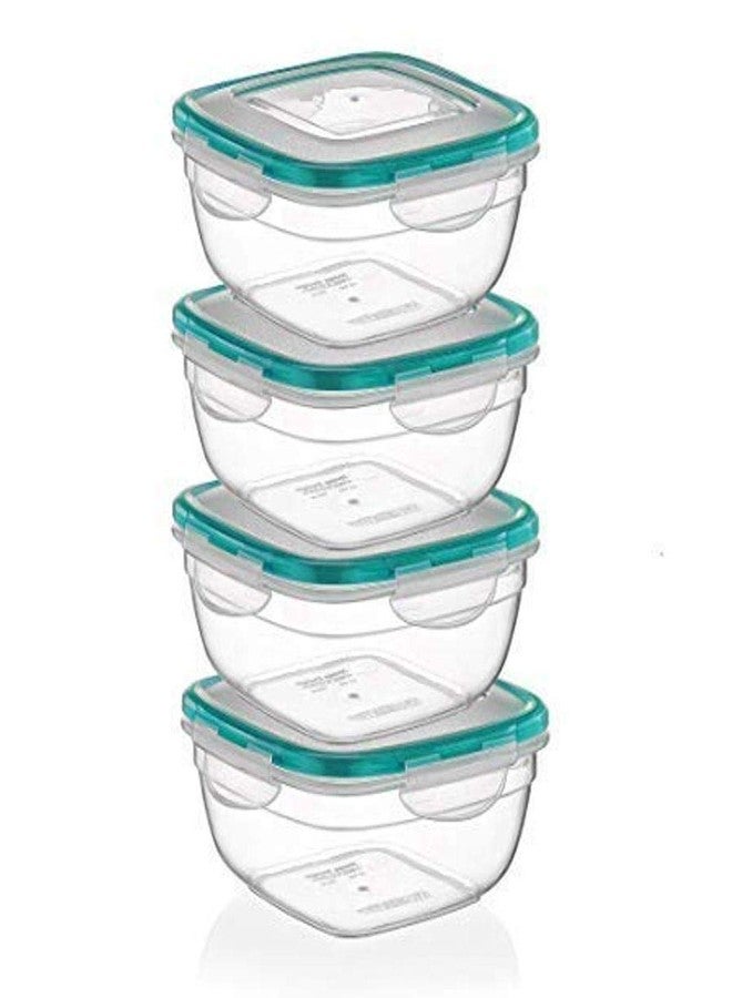 بلاستارت مجموعة علب تخزين الطعام PlastArt 105 Fresh Box المربعة، مجموعة متعددة القطع، سعة 4 أكواب، عبوة من 4 قطع، شفافة - Image 1