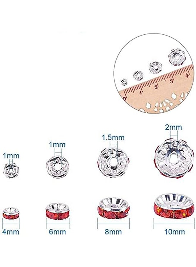 Large Silver-plated round spacer beads studded with Czech crystal rhinestone for jewelry and bracelet making, 100 pieces  - Image 4