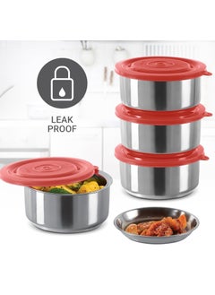 Milton MILTON Ambition 4 Stainless Steel Tiffin, 4 Containers, 300 ml Each with Jacket, Red | Light Weight | Easy to Carry | Leak Proof | Food Grade | Odour Proof  - Image 5