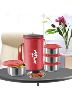 Milton MILTON Ambition 4 Stainless Steel Tiffin, 4 Containers, 300 ml Each with Jacket, Red | Light Weight | Easy to Carry | Leak Proof | Food Grade | Odour Proof  - Image 3