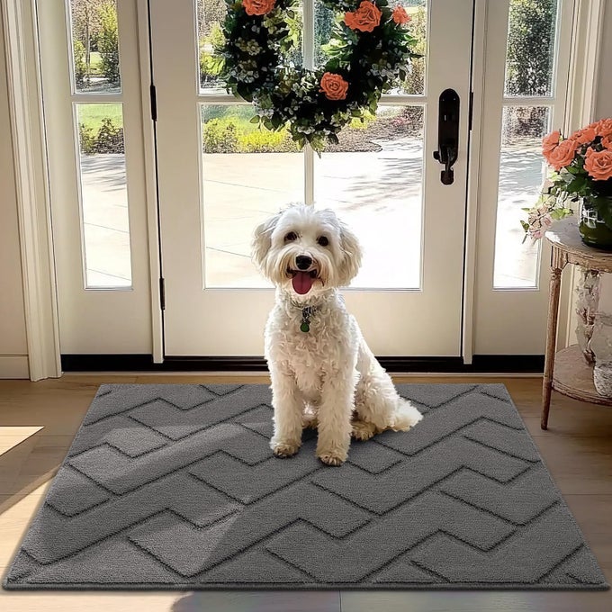FRONT DOOR MAT OUTSIDE ENTRANCE32X40 ABSORBENT MUDDY DIRT RESIST WELCOME DOOR MATS OUTDOOR INDOORSTAIN AND FADE RESISTANTNON SLIP BACKING ENTRY MAT DOORMAT FOR ENTRYWAYGREY