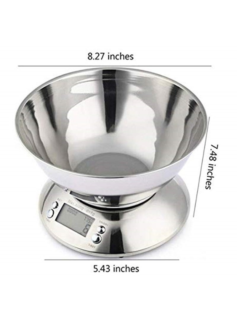 موازين مطبخ من الفولاذ المقاوم للصدأ ، مقياس وزن رقمي إلكتروني ، أداة طهي ، توازن الطعام ، دقة المطبخ مع وعاء 5 كجم ، 1 جم - Image 4