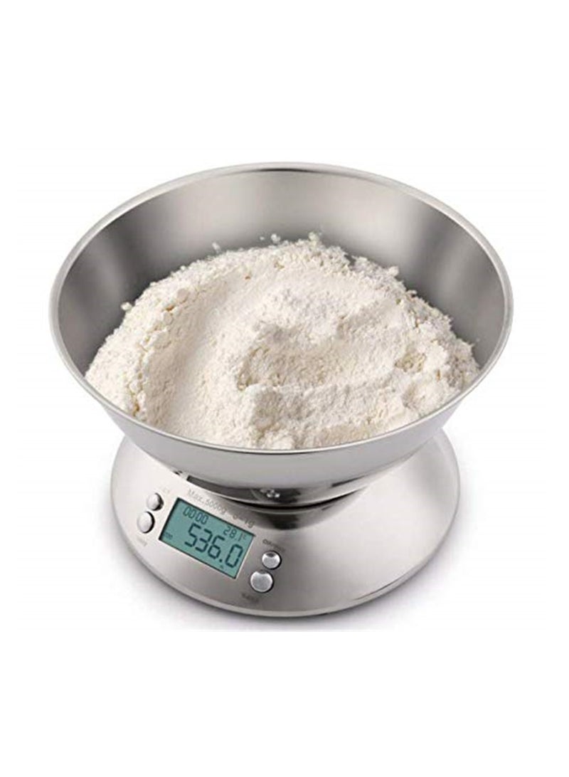 موازين مطبخ من الفولاذ المقاوم للصدأ ، مقياس وزن رقمي إلكتروني ، أداة طهي ، توازن الطعام ، دقة المطبخ مع وعاء 5 كجم ، 1 جم - Image 1