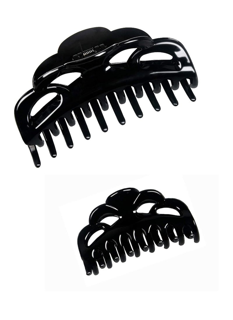 ACCGLORY Black Hair Clips for Women Large and Medium Size Butterfly Hair Claw Clips NonSlip Hair Styling Accessories 2pcs in SetArcBlack 
