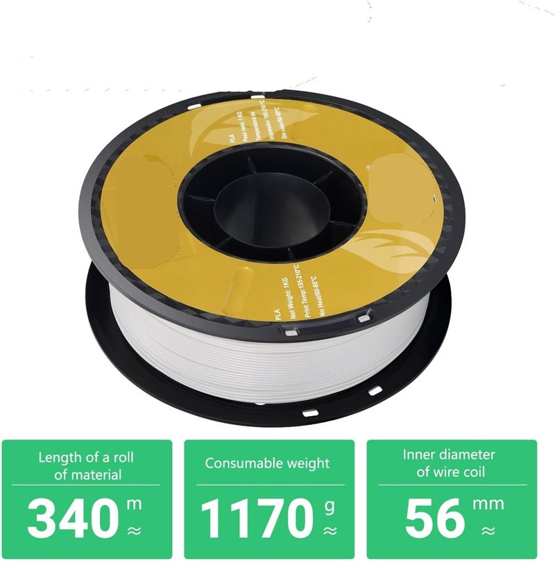 Filament 1kg 1.75mm ±0.03mm for 3D Printer,Compatible for PLA TPU 2.2LBS Printing Plastic Material(PLA Gray) - Image 3
