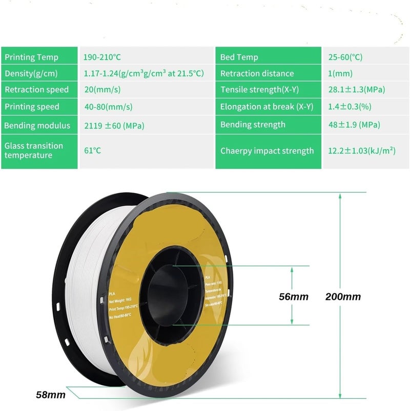 Filament 1kg 1.75mm ±0.03mm for 3D Printer,Compatible for PLA TPU 2.2LBS Printing Plastic Material(PLA Gray) - Image 4