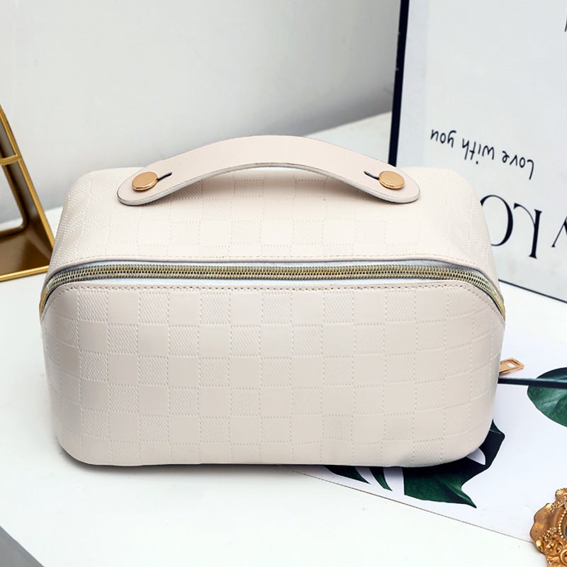 New Plaid Cosmetic Bag Women'S Large Capacity Fashion Portable Skin Care Product Storage Bag Layered Toiletries Bag Large - Image 3