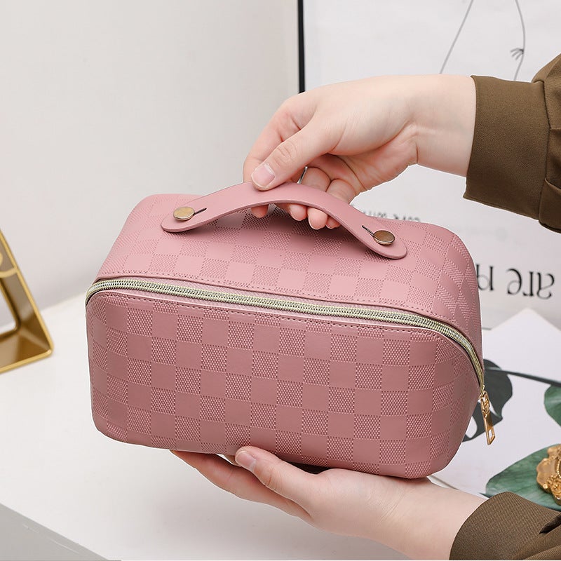 New Plaid Cosmetic Bag Women'S Large Capacity Fashion Portable Skin Care Product Storage Bag Layered Toiletries Bag Large - Image 5