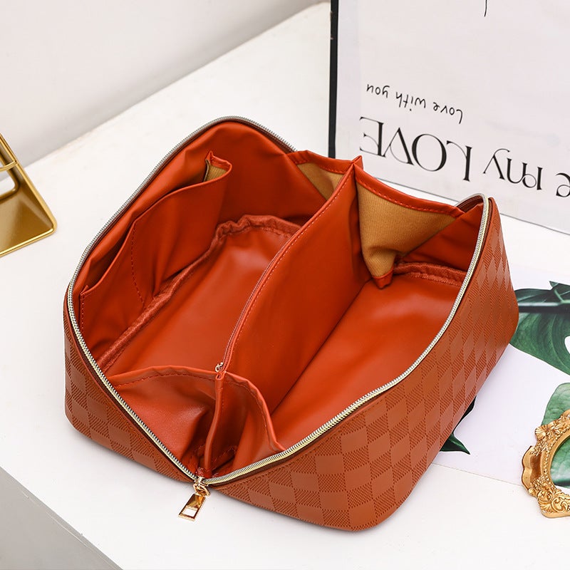 New Plaid Cosmetic Bag Women'S Large Capacity Fashion Portable Skin Care Product Storage Bag Layered Toiletries Bag Large - Image 4