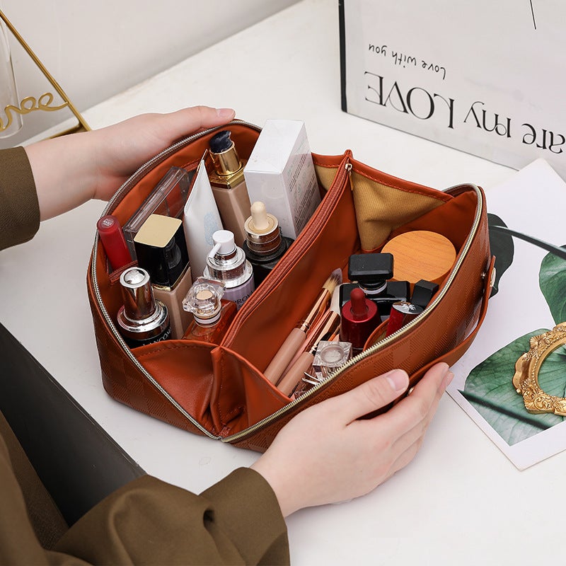 New Plaid Cosmetic Bag Women'S Large Capacity Fashion Portable Skin Care Product Storage Bag Layered Toiletries Bag Large - Image 2