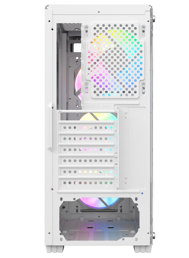 SHARX ARGB ATX PC Case with Front Mesh Panel S-200W, 4 Pre-Installed 120mm Fans, Glass Side Panel, Type C USB3.0 USB2.0 Ports, Remote Controller, Power Reset LED Buttons for Gaming Desktop Computer Home Office Use - Image 4