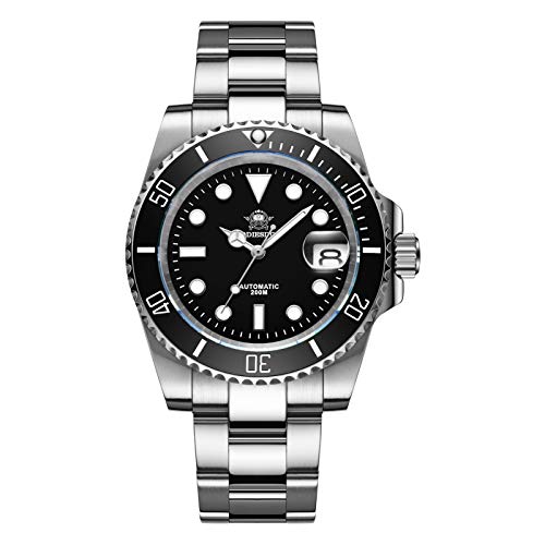 ADDIESDIVE Automatic Diver Watches for Men Steel Band Waterproof 200 M Black Dial Dive Watch - Image 1