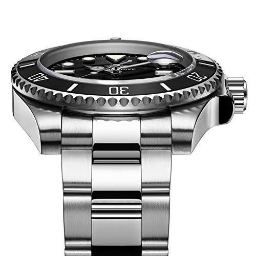 ADDIESDIVE Automatic Diver Watches for Men Steel Band Waterproof 200 M Black Dial Dive Watch - Image 3