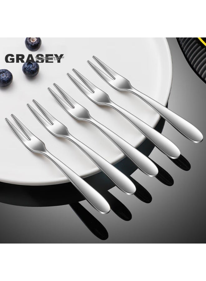 GRASEY Guangyi 304 Stainless Steel Fruit Forks, 5-piece Set, Cake Forks, Dessert Forks, Mooncake Forks, Snack Forks, Household Mooncake Forks, Gy7939 - Image 1
