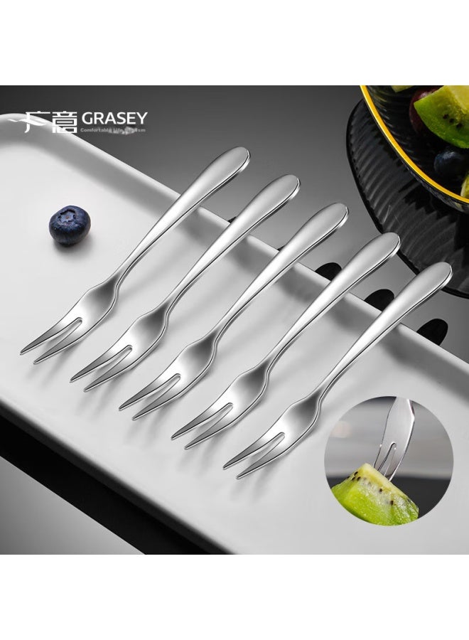 GRASEY Guangyi 304 Stainless Steel Fruit Forks, 5-piece Set, Cake Forks, Dessert Forks, Mooncake Forks, Snack Forks, Household Mooncake Forks, Gy7939 - Image 5