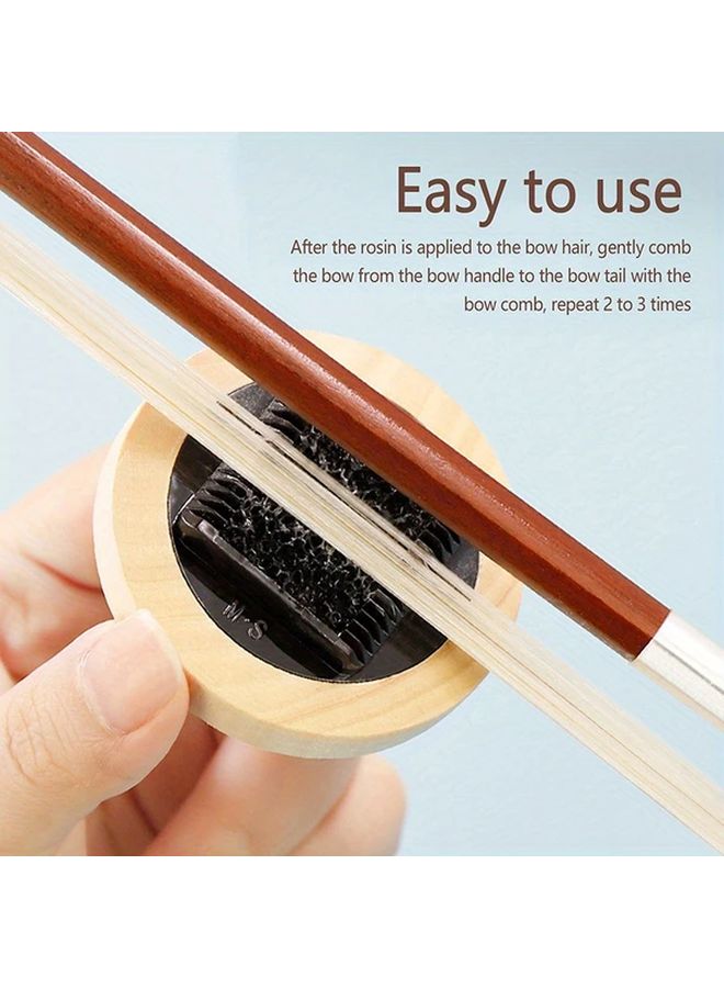 Black Portable Violin Bow Cleaner Rosin Spreader Natural Wooden Base Compact - Image 2