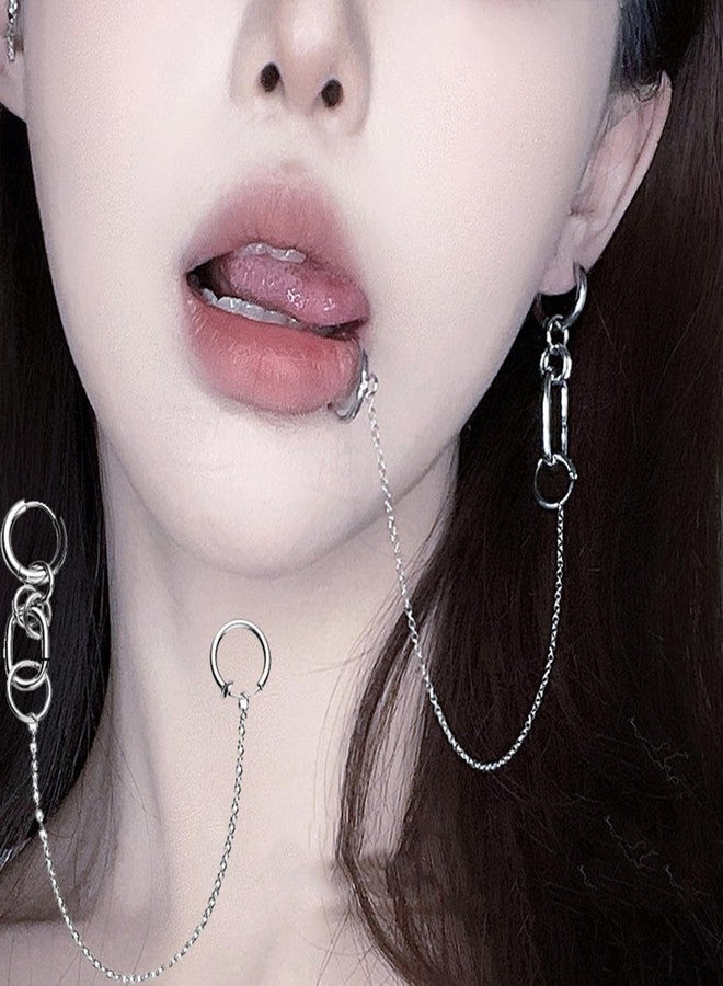 xinxingin Lip Ring Chain To Ear Hoop Nose Ring, Fake Lip Ring, Lip Cuff for Women,Fake Body Jewelry for Women, Party, Wedding, Festival Accessories - Image 5