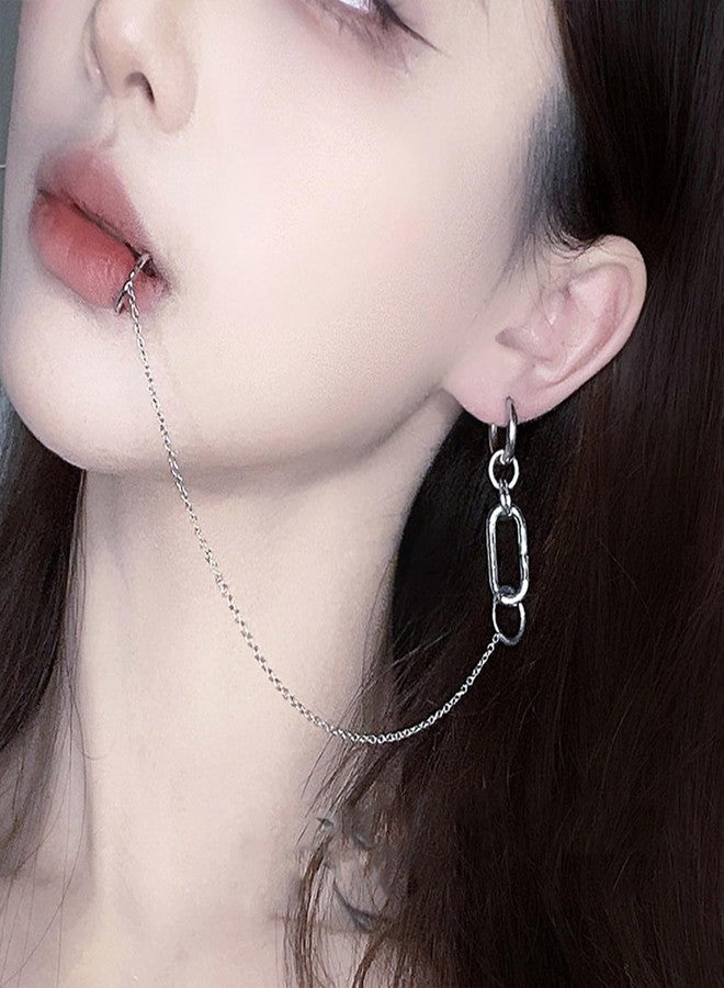 xinxingin Lip Ring Chain To Ear Hoop Nose Ring, Fake Lip Ring, Lip Cuff for Women,Fake Body Jewelry for Women, Party, Wedding, Festival Accessories - Image 3