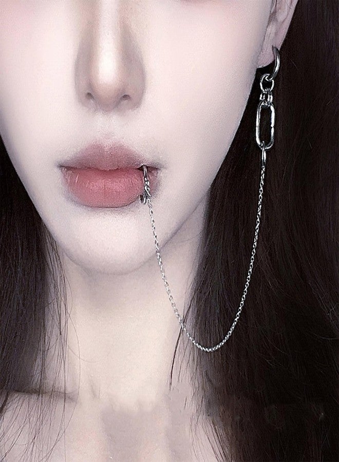 xinxingin Lip Ring Chain To Ear Hoop Nose Ring, Fake Lip Ring, Lip Cuff for Women,Fake Body Jewelry for Women, Party, Wedding, Festival Accessories - Image 2