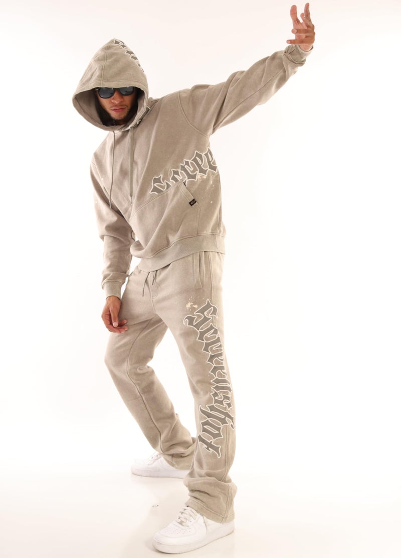 SCREENSHOT-H11511 Mens Urban Hip Hop Premium Streetwear Oversize Fit Fleece Hoodie - Vintage Washing Embroidery Patch Twill Applique Pullover Sweatshirt-Washed/Tan-Medium - Image 3