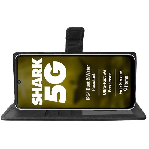 Casotec Flip Cover Compatible with Lava Shark 5G | Premium Leather Finish | Inbuilt Pockets & Stand | Flip Cover Back Case for Lava Shark 5G (Black) - Image 5