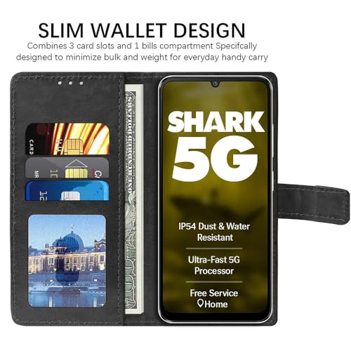 Casotec Flip Cover Compatible with Lava Shark 5G | Premium Leather Finish | Inbuilt Pockets & Stand | Flip Cover Back Case for Lava Shark 5G (Black) - Image 4