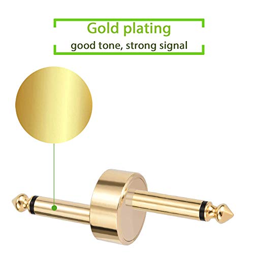 OTraki Z Type Guitar Pedal Connector 4 Pack TS Copper Male Connector Pedal to Pedal Guitar Pedal Coupler, 6.3mm 1/4 Inch Flat Patch for Effect Pedalboard Space Saving, Gold - Image 3