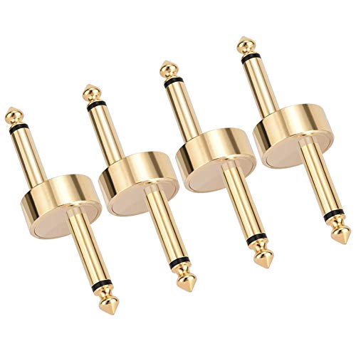 OTraki Z Type Guitar Pedal Connector 4 Pack TS Copper Male Connector Pedal to Pedal Guitar Pedal Coupler, 6.3mm 1/4 Inch Flat Patch for Effect Pedalboard Space Saving, Gold - Image 1
