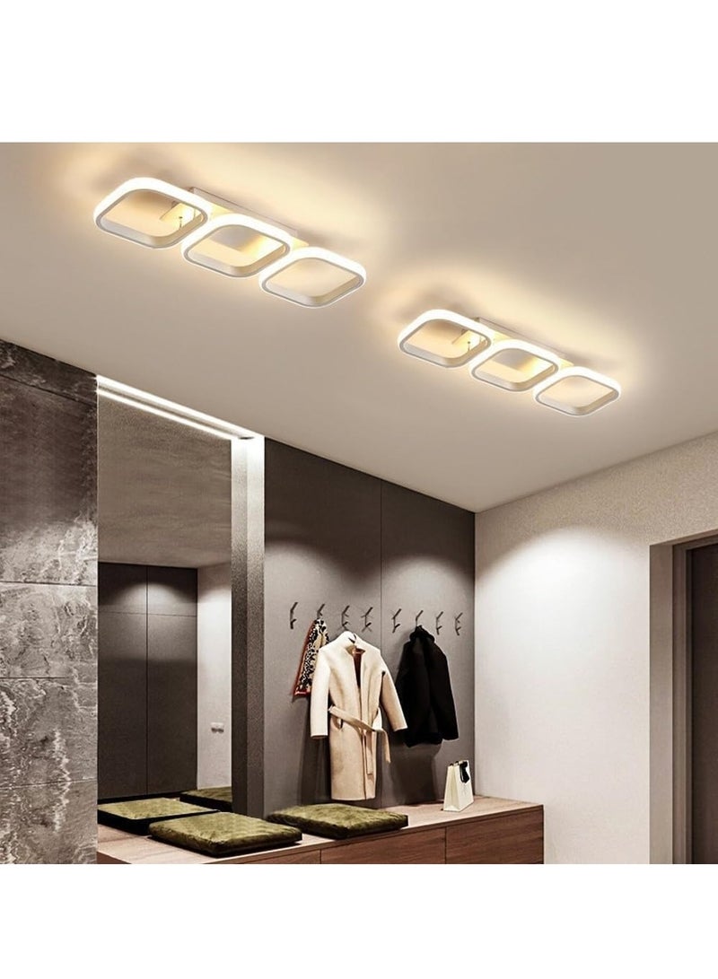 XiuWoo Minimalist Metal Ceiling Lamp LED Dimmable Ceiling Light Fixture Nordic Entryway Flush Mount Ceiling Light for Living Room Bedroom Dining Room Kitchen Hallway Entry Foyer Pendant Lamp White - Image 3