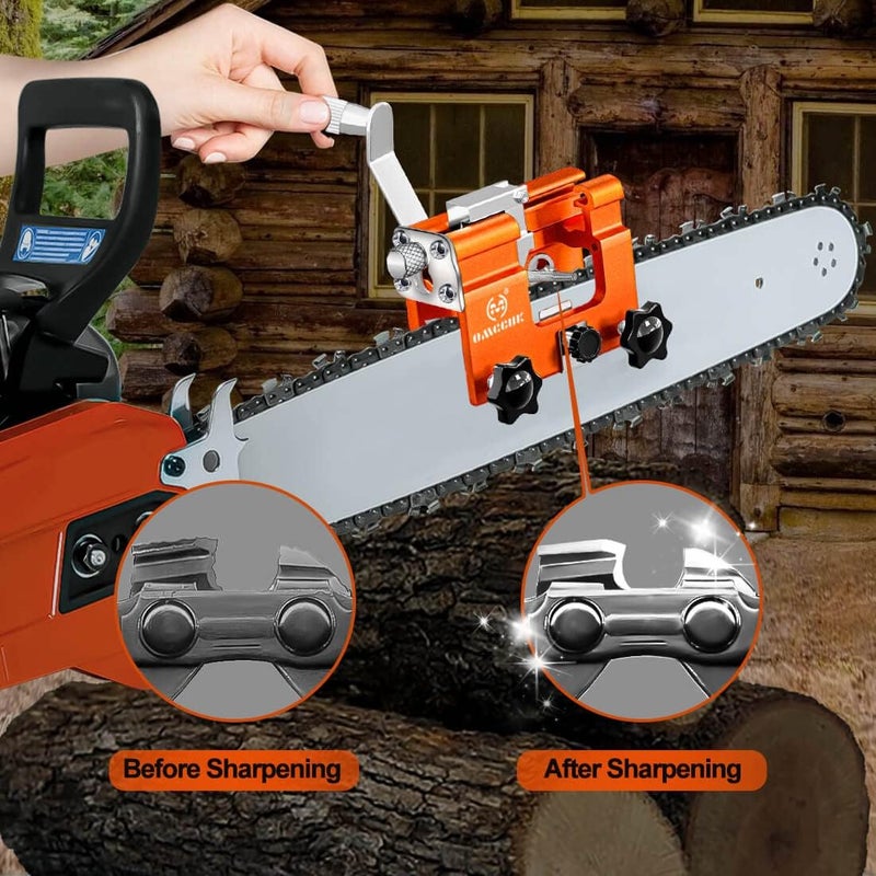 OMCCHK Chainsaw Sharpener Jig Kit, Portable Chainsaw Sharpening Tool with 3 Grinding Stone & Cleaning Brush, Manual Chain Saw Blade Sharpener, Chainsaw Accessories for Electric Chain Saw, Garden Worker - Image 2