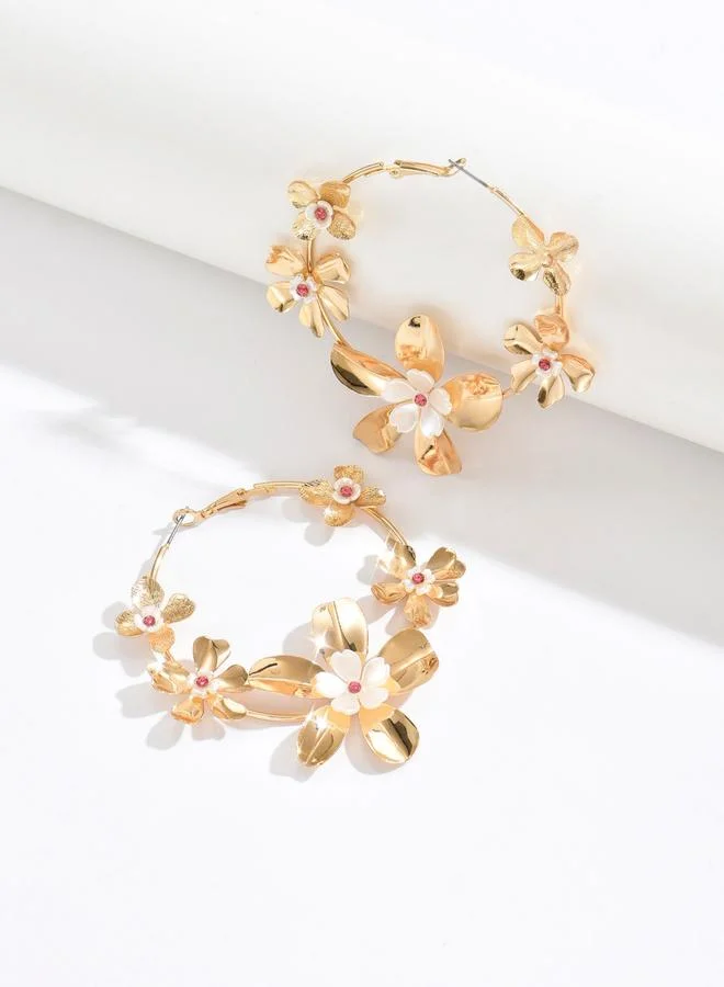 Take Two Women Metal Floral Earrings