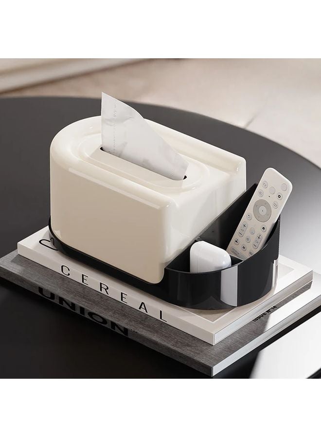 Cream Remote Control Holder With Built In Tissue Box Dispenser Desktop Organizer - Image 3