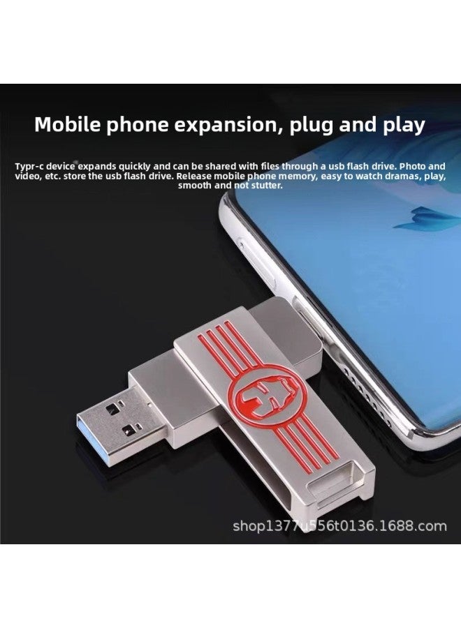 Iron Man Metal Waterproof Mobile Phone U Disk Typec Dual Interface Computer Dual-use Capacity Expansion-Color:Silver-Capacity:32GB 2.0 - Image 2