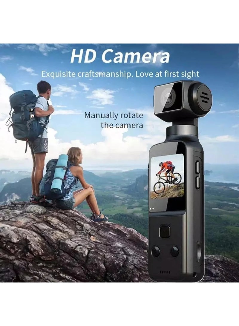 4K HD Handheld Action Camera, 270° Rotatable Pocket Camcorder with WiFi and 1.3in LCD Screen, Black - Image 3